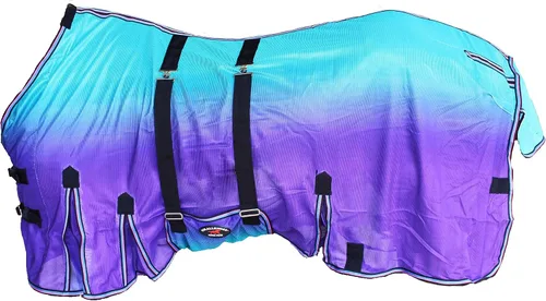 Miniatura 4 de CHALLENGER 64" Caballo Malla Ligero Transpirable Verano Primavera Hoja Bellyband 73440 Púrpura Verde azulado Ombre