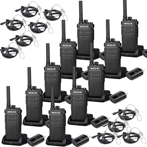 Retevis RB26 Radios de 2 vías de largo alcance, Walkie Talkie de trabajo con auricular a granel, 21 horas, USB-C, capacidad de repetidor GMRS,