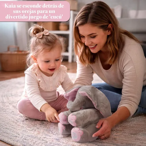 Miniatura 5 de Dimple Kaia Elefante de Peek A Boo, Animal de Peluche Cantando Interactivo con Orejas en Movimiento, Animal de Peluche Musical para Bebés y Niños