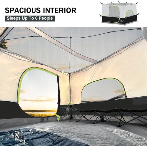 Miniatura 5 de KAMPKEEPER Tienda interior de campamento para toldo desplegable, convierte el toldo de pierna recta de 10 x 10 pies en tienda de campaña – techo