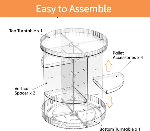 Miniatura 6 de vacane Organizador de maquillaje giratorio transparente, 8 capas ajustables, organizador de tocador para el cuidado de la piel, vitrina