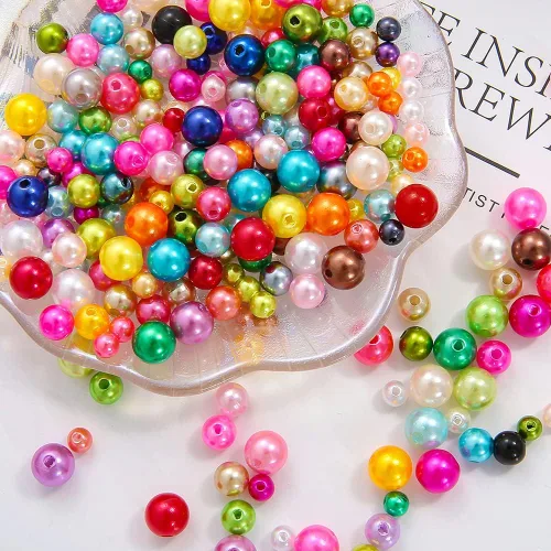Miniatura 5 de Cuentas de perlas de 5600 cuentas de satén de plástico de perlas de colores con agujeros para pulseras y fabricación de joyas de 4,5,6,8 in (color)