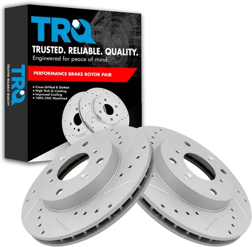Miniatura 164 de TRQ Juego de rotores de freno de rendimiento trasero con revestimiento G premium compatible con Mazda 6 2014-2021