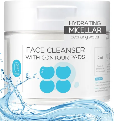 Toallitas removedoras de maquillaje facial con agua micelar para la cara, 50ea, almohadillas de maquillaje para pieles sensibles, sin pelusas,