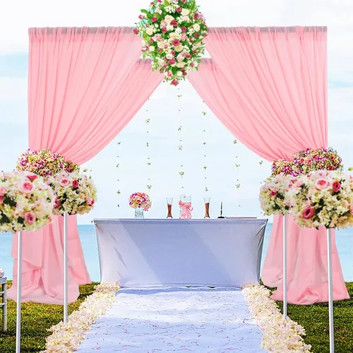Miniatura 33 de DUOBAO Cortina de gasa naranja transparente de 10 pies, 2 paneles de 29 x 120 pulgadas, cortinas de tela de gasa para ceremonia de boda, cortinas