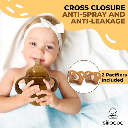 Miniatura 2 de Generic Biberones de silicona para bebés, paquete de 2 con chupetes, juego de alimentación infantil ecológico para recién nacidos y niños pequeños