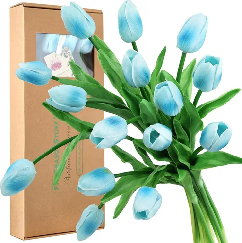 Miniatura 18 de FiveSeasonStuff - Flores artificiales de tulipanes, se sientes reales al tacto, ideales como ramo de boda, decoración del hogar, fiesta, arreglos