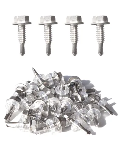 Miniatura 10 de IMScrews 100 tornillos autoperforantes de cabeza hexagonal de acero inoxidable #12 x 1, tornillos Tek de chapa de rosca completa de acero inoxidable