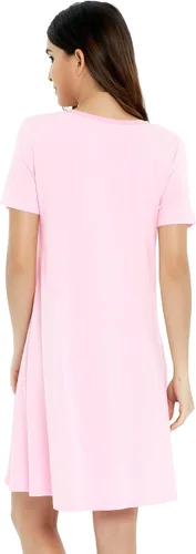 Miniatura 3 de NACHILA Camisones de viscosa para mujer, hechos de bambú, suaves camisas de dormir de manga corta, ropa de dormir suelta