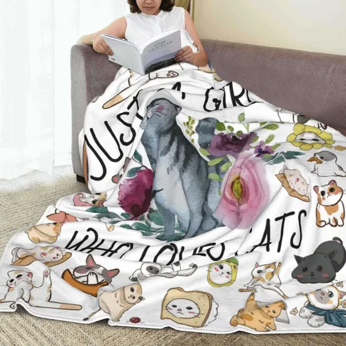 Miniatura 4 de Manta para Gatos de Franela Ultra Suave Just a Girl Who Loves Cats Mantas Regalos de Gatos para Amantes de los Gatos Mantas Acogedoras y Ligeras