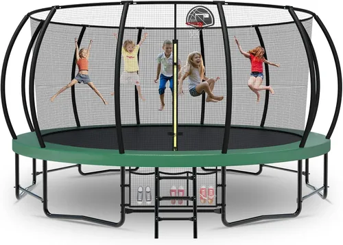 Miniatura 9 de Tatub - Grandes trampolines al aire libre de 10, 12, 14, 15 y 16 pies para niños y adultos, trampolines de calabaza recreativos al aire libre