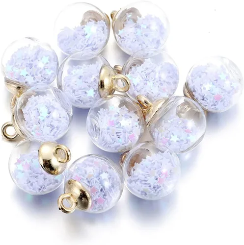 Miniatura 24 de 10 unids/lote de 0.630 in transparente bola de cristal encantos estrella lentejuelas colgantes para DIY pendientes collar joyería fabricación