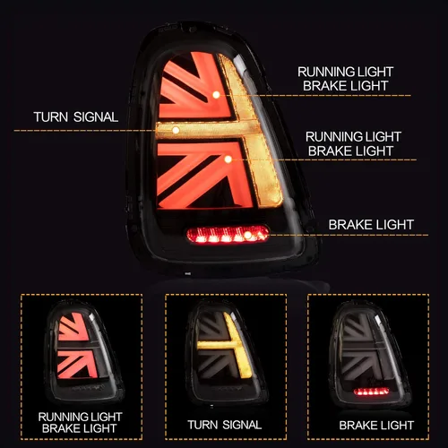 Miniatura 2 de VLAND Union Jack - Conjunto de luces traseras compatible con BMW Mini Cooper R56 R57 R58 R59 2007-2013, lámpara trasera con DRL de arranque