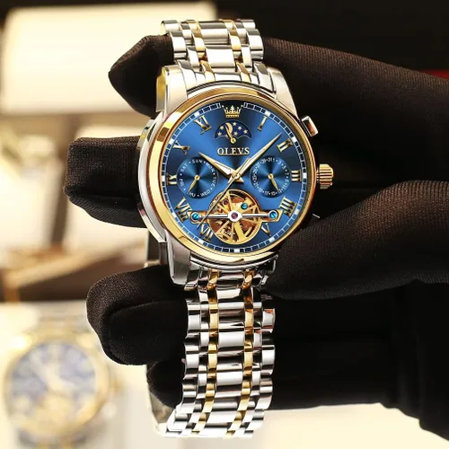 Miniatura 25 de OLEVS Relojes automáticos para hombre, esqueleto mecánico, de lujo, a la moda, reloj de pulsera luminoso impermeable