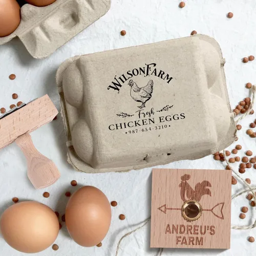 Miniatura 2 de Terwex Sellos de Cartón de Huevos Personalizados, Sello de Cartones de Huevos Personalizado, Sello de Goma para Cartones de Huevos Frescos