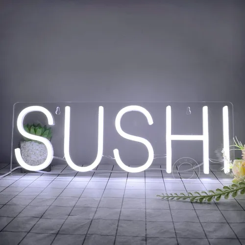 Miniatura 6 de SYLHOME Letrero de luz de neón LED de sushi, letrero de luz de negocios para colgar en la pared, ventanas, decoración de restaurante, pancarta