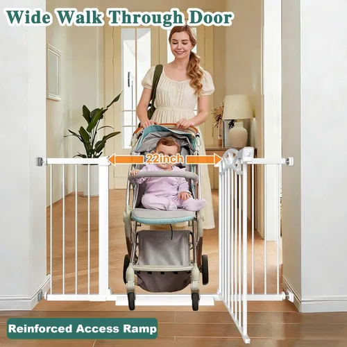 Miniatura 4 de Fairy Baby Puerta de bebé extra ancha de 29.5 a 40.5 pulgadas, puerta de seguridad infantil de metal para niños o mascotas, puertas largas