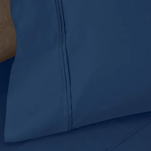 Miniatura 5 de Juego de fundas de almohada tamaño King de 1200 hilos, 100% algodón egipcio, suave y transpirable, 2 piezas, color azul marino