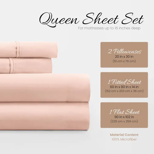 Miniatura 2 de Linen Market Juego de sábanas tamaño Queen de 4 piezas – Sábanas refrescantes ultra cómodas y transpirables – Bolsillo profundo y sábanas sin Blush
