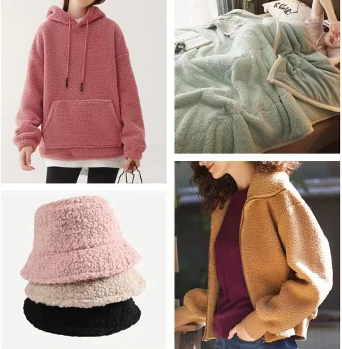 Miniatura 3 de Tela de forro polar Sherpa de piel de cordero, material con forro térmico, materiales de costura para abrigos, suéteres, mantas, sombreros, muñecas