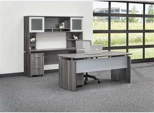 Miniatura 4 de Pemberly Row Carcasa de escritorio flotante para computadora de 72 pulgadas en acero gris