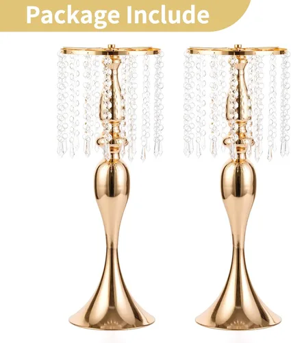 Miniatura 7 de 2 piezas de 54 cm de alto soporte de flores de cristal para boda, camino de flores de plomo, soportes de flores centrales de metal para mesas