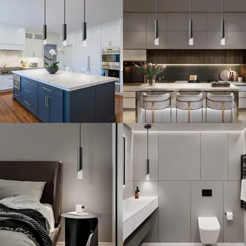 Miniatura 6 de Luces colgantes modernas en la cocina, mini lámpara colgante negra para dormitorio, mesita de noche, candelabro pequeño, lámpara colgante de techo