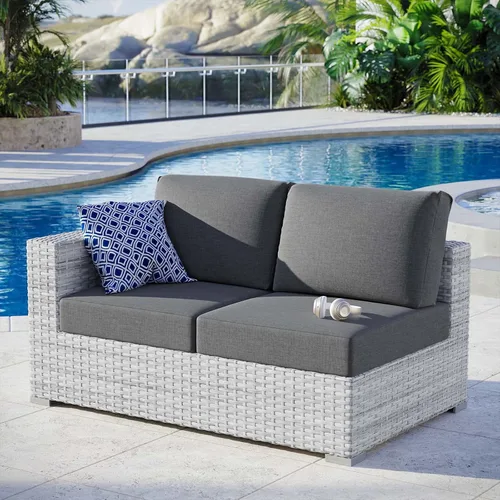 Miniatura 38 de Modway Convene - Otomana rectangular de mimbre para patio al aire libre, color gris claro