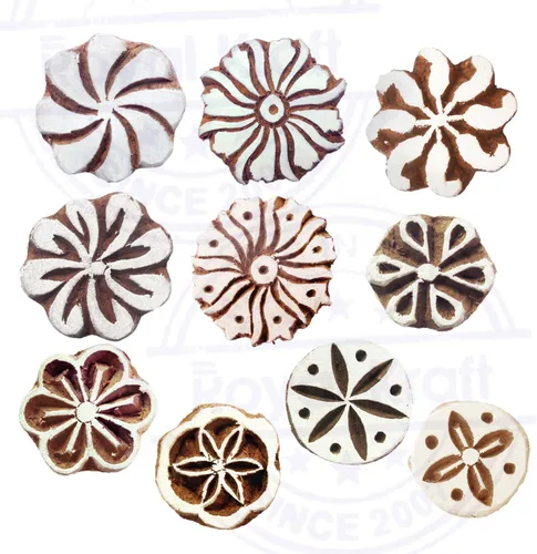 Miniatura 2 de Sellos de madera artísticos pequeños bloques de impresión de diseño redondo (juego de 10) Htag2151
