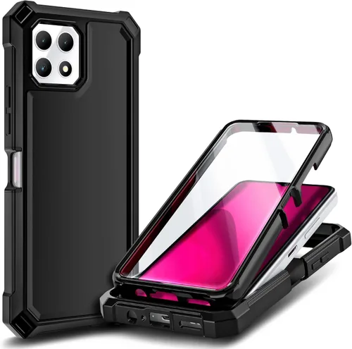 NZND Funda diseñada para T-Mobile REVVL 7 (REVVL 7 5G), color negro | con protector de pantalla, cuerpo completo, a prueba de golpes, resistente a