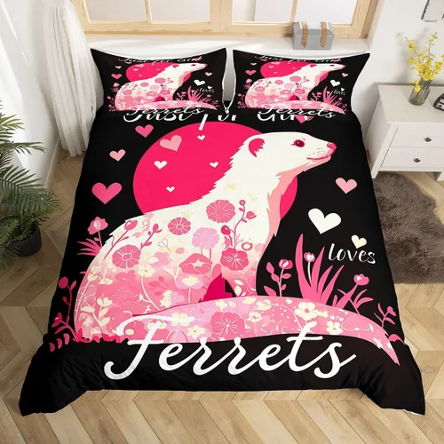 Miniatura 10 de Funda de edredón de conejillo de indias, tamaño Queen, juego de ropa de cama de planeta del universo de hurón para niños y niños, funda de edredón