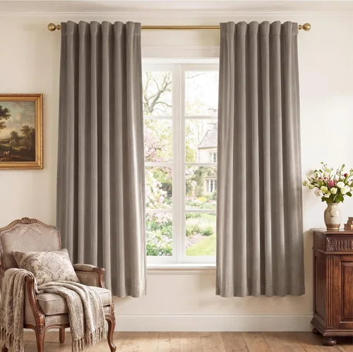 Miniatura 23 de StangH - Cortinas opacas de terciopelo con pestaña trasera, aislamiento térmico, para puerta corrediza, dormitorio, telón de fondo, estudio, teatro