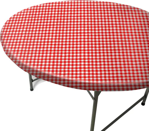 Miniatura 16 de TopTableCloth Mantel de vinilo de plástico con reverso de franela, 2 unidades, 6 pies, 72 x 30 pulgadas, mantel a cuadros rojos y blancos, esquina