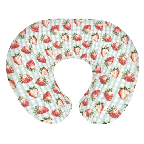 Miniatura 11 de Sweet Strawberry Baby Nursing Pillow Covers for Boy Girl Pastel Strawberries Floral Pink Bows Plaids Nursery Pillowcase for Breastfeeding Pillows