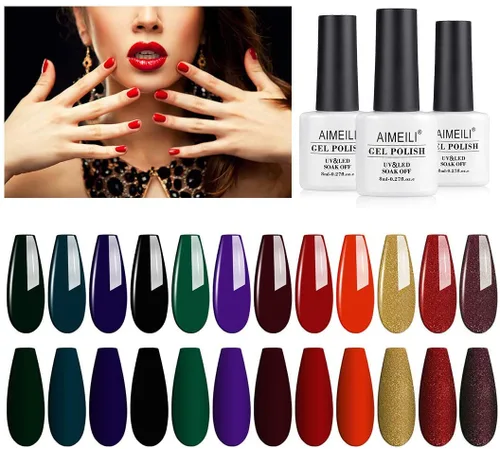 Miniatura 12 de AIMEILI Hema Free - Juego de esmaltes de uñas de gel, libre de crueldad, vegano, colección neón, 12 colores, rosa intenso, azul, amarillo, verde
