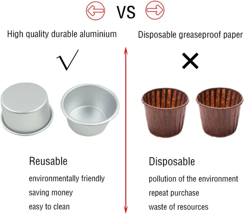 Miniatura 4 de 6 paquetes de moldes para popover, molde individual grande para muffins, taza de pudín de aluminio, molde fundido de chocolate, máquina para hornear