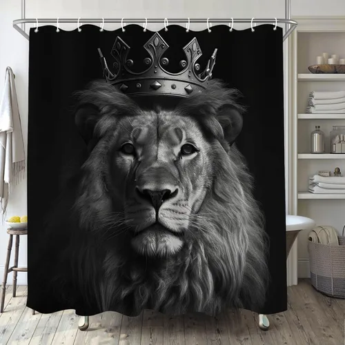 Miniatura 8 de Cortina de ducha de alpaca para baño, juego de cortina de ducha bohemia en blanco y negro, tela animal, decoración de baño moderna impermeable