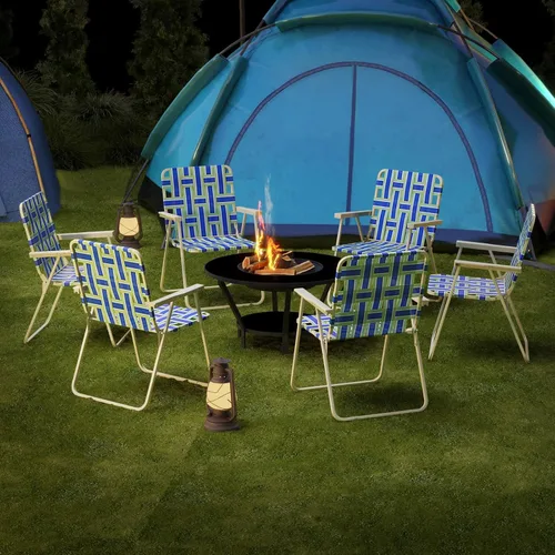 Miniatura 9 de Giantex Juego de 2 sillas de playa para adultos, silla de camping con estructura de acero, sillas plegables ligeras para directores para exteriores