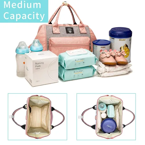 Miniatura 2 de Beaulyn Mochila pequeña para pañales, mini bolsa de pañales y mochila cruzada portátil con bolsillo aislado Rosa