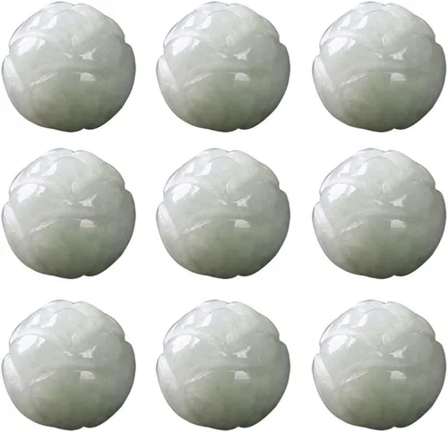 EXCEART 10 cuentas de loto de jade natural de 0.4 pulgadas, piedras preciosas talladas sueltas para manualidades, manualidades, collares, pulseras y