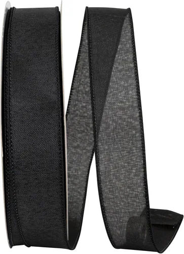 Cinta Reliant Ribbon 92573W-031-09K para borde con alambre Everyday Linen Value, 1-1/2 pulgadas x 50 yardas, color negro