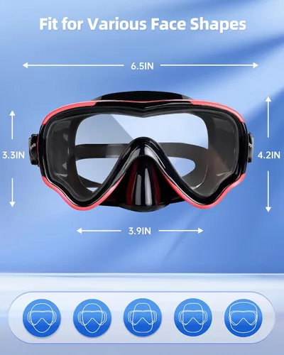 Miniatura 7 de VegoVia Gafas de natación para adultos con cubierta para la nariz, visión amplia transparente de 180°, sin fugas, máscara de buceo, gafas de piscina