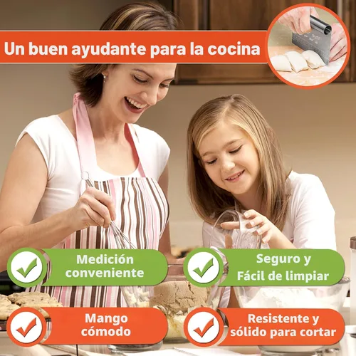 Miniatura 2 de Raspador/Cortador/Picador de Masa Pro Dough para Pastelería de Acero Inoxidable Pulido Espejo con Escala de Medición Multiusos - Pastel, Cortador