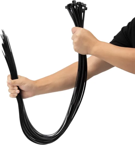Miniatura 18 de XINGO Bridas de cremallera negras de 48 pulgadas para trabajo pesado 25 PCS, 200 LBS Bridas de alambre de plástico ultra fuertes, Bridas de cable