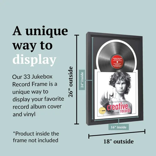 Miniatura 2 de Creative Picture Frames Marco de vinilo Jukebox de 16 x 24 pulgadas con doble paspartú, marco de álbum de discos LP para decoración de pared