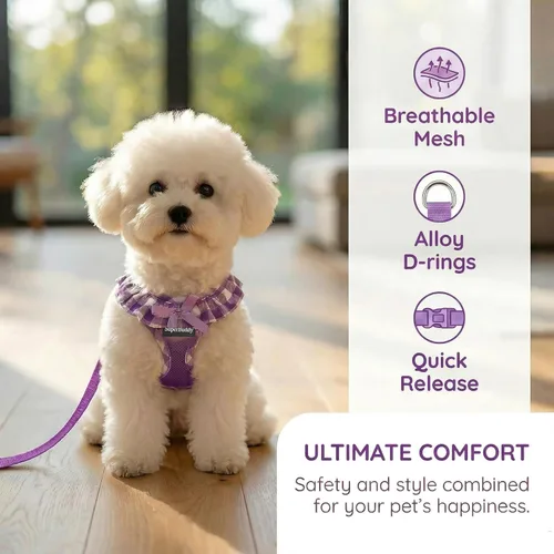 Miniatura 7 de SuperBuddy Arnés para perro de malla suave mejorado, arneses súper transpirables y ligeros para mascotas, para cachorros, perros al aire libre