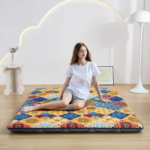 Miniatura 8 de Zelladorra Japanese Floor Mattress Twin, Anti-Slip Japanese Futon Roll Up Tatami Mat for Guests, Black