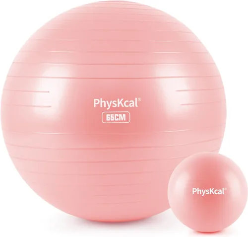 Miniatura 27 de PhysKcal Pelota de yoga para ejercicio, set de pilates, pelota de fitness de 4 tamaños para entrenamiento, parto, embarazo, terapia física - Bomba