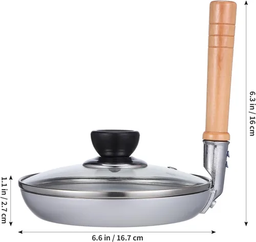 Miniatura 2 de Angoily Sartén japonesa Tamagoyaki con tapa, mango vertical, antiadherente, sartén de huevo Oyakodon, 7.32 x 6.57 x 6.57 pulgadas, olla compacta