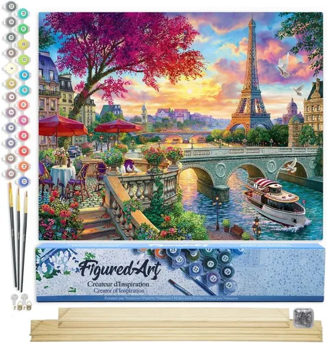 Miniatura 139 de Figured'Art - Juego de pintura por números, lienzo enrollado sin marco, para manualidades, para adultos, 16 x 20 pulgadas, jarrón de peonías